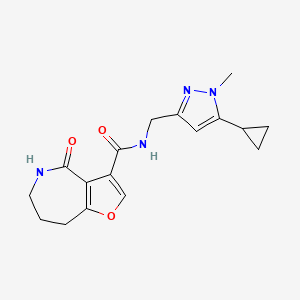 molecular formula C17H20N4O3 B7292451 N-[(5-cyclopropyl-1-methylpyrazol-3-yl)methyl]-4-oxo-5,6,7,8-tetrahydrofuro[3,2-c]azepine-3-carboxamide 