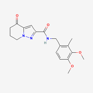 molecular formula C18H21N3O4 B7292554 N-[(3,4-dimethoxy-2-methylphenyl)methyl]-4-oxo-6,7-dihydro-5H-pyrazolo[1,5-a]pyridine-2-carboxamide 
