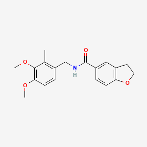 molecular formula C19H21NO4 B7292558 N-[(3,4-dimethoxy-2-methylphenyl)methyl]-2,3-dihydro-1-benzofuran-5-carboxamide 