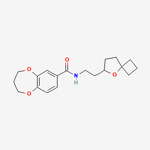 molecular formula C19H25NO4 B7292563 N-[2-(5-oxaspiro[3.4]octan-6-yl)ethyl]-3,4-dihydro-2H-1,5-benzodioxepine-7-carboxamide 