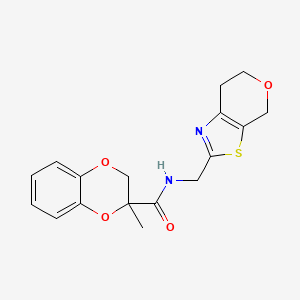 molecular formula C17H18N2O4S B7292573 N-(6,7-dihydro-4H-pyrano[4,3-d][1,3]thiazol-2-ylmethyl)-3-methyl-2H-1,4-benzodioxine-3-carboxamide 