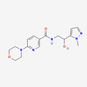 molecular formula C16H21N5O3 B7292834 N-[2-hydroxy-2-(2-methylpyrazol-3-yl)ethyl]-6-morpholin-4-ylpyridine-3-carboxamide 