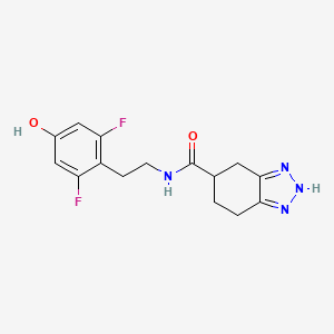 molecular formula C15H16F2N4O2 B7292883 N-[2-(2,6-difluoro-4-hydroxyphenyl)ethyl]-4,5,6,7-tetrahydro-2H-benzotriazole-5-carboxamide 