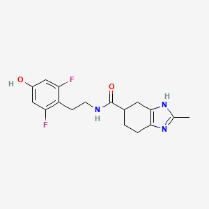 molecular formula C17H19F2N3O2 B7292895 N-[2-(2,6-difluoro-4-hydroxyphenyl)ethyl]-2-methyl-4,5,6,7-tetrahydro-3H-benzimidazole-5-carboxamide 