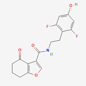 molecular formula C17H15F2NO4 B7292900 N-[2-(2,6-difluoro-4-hydroxyphenyl)ethyl]-4-oxo-6,7-dihydro-5H-1-benzofuran-3-carboxamide 