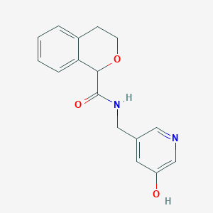 molecular formula C16H16N2O3 B7292905 N-[(5-hydroxypyridin-3-yl)methyl]-3,4-dihydro-1H-isochromene-1-carboxamide 