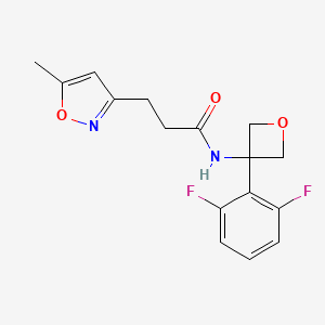 molecular formula C16H16F2N2O3 B7293428 N-[3-(2,6-difluorophenyl)oxetan-3-yl]-3-(5-methyl-1,2-oxazol-3-yl)propanamide 
