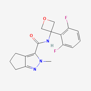 molecular formula C17H17F2N3O2 B7293432 N-[3-(2,6-difluorophenyl)oxetan-3-yl]-2-methyl-5,6-dihydro-4H-cyclopenta[c]pyrazole-3-carboxamide 