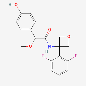 molecular formula C18H17F2NO4 B7293452 N-[3-(2,6-difluorophenyl)oxetan-3-yl]-2-(4-hydroxyphenyl)-2-methoxyacetamide 