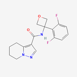 molecular formula C17H17F2N3O2 B7293454 N-[3-(2,6-difluorophenyl)oxetan-3-yl]-4,5,6,7-tetrahydropyrazolo[1,5-a]pyridine-3-carboxamide 