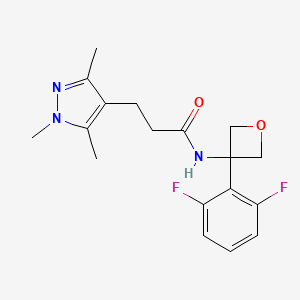 molecular formula C18H21F2N3O2 B7293475 N-[3-(2,6-difluorophenyl)oxetan-3-yl]-3-(1,3,5-trimethylpyrazol-4-yl)propanamide 