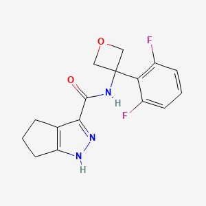 molecular formula C16H15F2N3O2 B7293476 N-[3-(2,6-difluorophenyl)oxetan-3-yl]-1,4,5,6-tetrahydrocyclopenta[c]pyrazole-3-carboxamide 