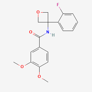 molecular formula C18H18FNO4 B7293483 N-[3-(2-fluorophenyl)oxetan-3-yl]-3,4-dimethoxybenzamide 
