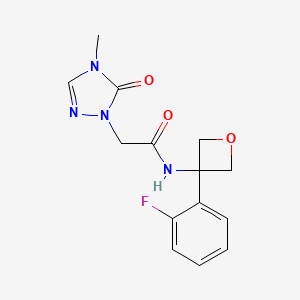 molecular formula C14H15FN4O3 B7293530 N-[3-(2-fluorophenyl)oxetan-3-yl]-2-(4-methyl-5-oxo-1,2,4-triazol-1-yl)acetamide 