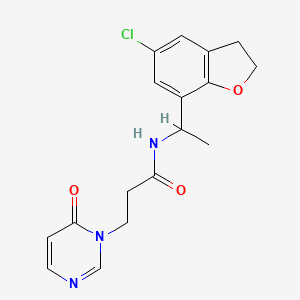 molecular formula C17H18ClN3O3 B7293578 N-[1-(5-chloro-2,3-dihydro-1-benzofuran-7-yl)ethyl]-3-(6-oxopyrimidin-1-yl)propanamide 