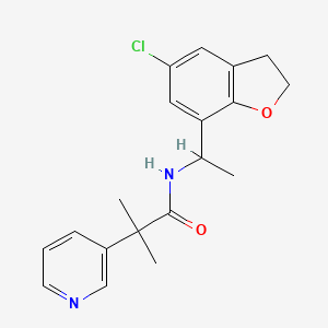 molecular formula C19H21ClN2O2 B7293590 N-[1-(5-chloro-2,3-dihydro-1-benzofuran-7-yl)ethyl]-2-methyl-2-pyridin-3-ylpropanamide 