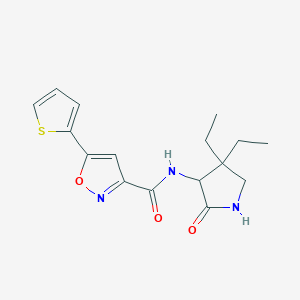 molecular formula C16H19N3O3S B7293630 N-(4,4-diethyl-2-oxopyrrolidin-3-yl)-5-thiophen-2-yl-1,2-oxazole-3-carboxamide 