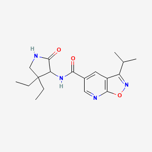 molecular formula C18H24N4O3 B7293636 N-(4,4-diethyl-2-oxopyrrolidin-3-yl)-3-propan-2-yl-[1,2]oxazolo[5,4-b]pyridine-5-carboxamide 