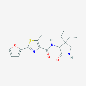 molecular formula C17H21N3O3S B7293647 N-(4,4-diethyl-2-oxopyrrolidin-3-yl)-2-(furan-2-yl)-5-methyl-1,3-thiazole-4-carboxamide 