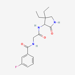molecular formula C17H22FN3O3 B7293649 N-[2-[(4,4-diethyl-2-oxopyrrolidin-3-yl)amino]-2-oxoethyl]-3-fluorobenzamide 