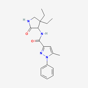 molecular formula C19H24N4O2 B7293680 N-(4,4-diethyl-2-oxopyrrolidin-3-yl)-5-methyl-1-phenylpyrazole-3-carboxamide 