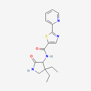 molecular formula C17H20N4O2S B7293696 N-(4,4-diethyl-2-oxopyrrolidin-3-yl)-2-pyridin-2-yl-1,3-thiazole-5-carboxamide 