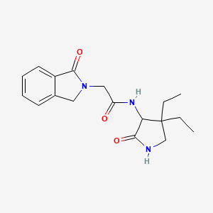 molecular formula C18H23N3O3 B7293712 N-(4,4-diethyl-2-oxopyrrolidin-3-yl)-2-(3-oxo-1H-isoindol-2-yl)acetamide 