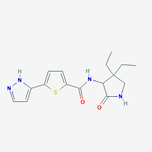 molecular formula C16H20N4O2S B7293728 N-(4,4-diethyl-2-oxopyrrolidin-3-yl)-5-(1H-pyrazol-5-yl)thiophene-2-carboxamide 