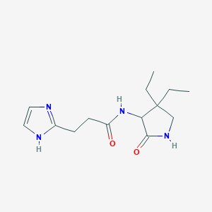 molecular formula C14H22N4O2 B7293735 N-(4,4-diethyl-2-oxopyrrolidin-3-yl)-3-(1H-imidazol-2-yl)propanamide 