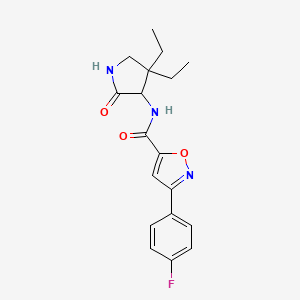 molecular formula C18H20FN3O3 B7293774 N-(4,4-diethyl-2-oxopyrrolidin-3-yl)-3-(4-fluorophenyl)-1,2-oxazole-5-carboxamide 