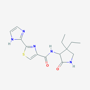 molecular formula C15H19N5O2S B7293782 N-(4,4-diethyl-2-oxopyrrolidin-3-yl)-2-(1H-imidazol-2-yl)-1,3-thiazole-4-carboxamide 