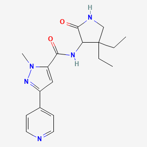 molecular formula C18H23N5O2 B7293797 N-(4,4-diethyl-2-oxopyrrolidin-3-yl)-2-methyl-5-pyridin-4-ylpyrazole-3-carboxamide 