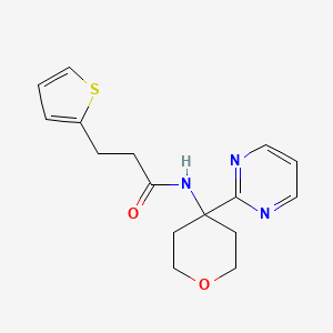 molecular formula C16H19N3O2S B7294062 N-(4-pyrimidin-2-yloxan-4-yl)-3-thiophen-2-ylpropanamide 