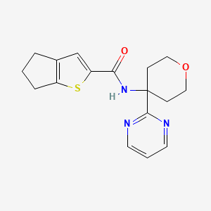 molecular formula C17H19N3O2S B7294072 N-(4-pyrimidin-2-yloxan-4-yl)-5,6-dihydro-4H-cyclopenta[b]thiophene-2-carboxamide 