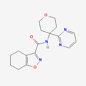 molecular formula C17H20N4O3 B7294080 N-(4-pyrimidin-2-yloxan-4-yl)-4,5,6,7-tetrahydro-1,2-benzoxazole-3-carboxamide 