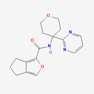 molecular formula C17H19N3O3 B7294134 N-(4-pyrimidin-2-yloxan-4-yl)-5,6-dihydro-4H-cyclopenta[c]furan-3-carboxamide 