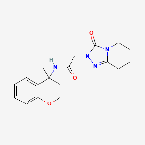 molecular formula C18H22N4O3 B7294169 N-(4-methyl-2,3-dihydrochromen-4-yl)-2-(3-oxo-5,6,7,8-tetrahydro-[1,2,4]triazolo[4,3-a]pyridin-2-yl)acetamide 