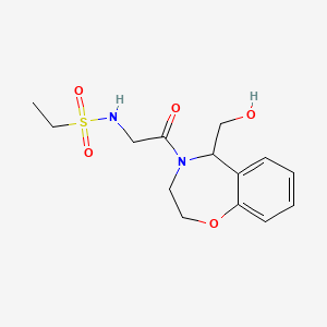molecular formula C14H20N2O5S B7294220 N-[2-[5-(hydroxymethyl)-3,5-dihydro-2H-1,4-benzoxazepin-4-yl]-2-oxoethyl]ethanesulfonamide 