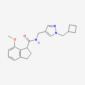 molecular formula C20H25N3O2 B7294282 N-[[1-(cyclobutylmethyl)pyrazol-4-yl]methyl]-7-methoxy-2,3-dihydro-1H-indene-1-carboxamide 