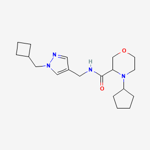 molecular formula C19H30N4O2 B7294290 N-[[1-(cyclobutylmethyl)pyrazol-4-yl]methyl]-4-cyclopentylmorpholine-3-carboxamide 