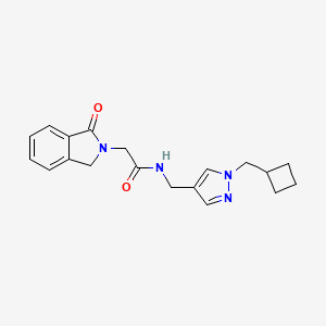 molecular formula C19H22N4O2 B7294305 N-[[1-(cyclobutylmethyl)pyrazol-4-yl]methyl]-2-(3-oxo-1H-isoindol-2-yl)acetamide 