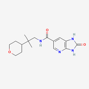 molecular formula C16H22N4O3 B7294339 N-[2-methyl-2-(oxan-4-yl)propyl]-2-oxo-1,3-dihydroimidazo[4,5-b]pyridine-6-carboxamide 