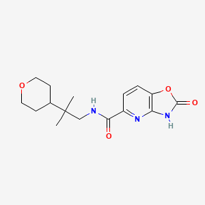 molecular formula C16H21N3O4 B7294347 N-[2-methyl-2-(oxan-4-yl)propyl]-2-oxo-3H-[1,3]oxazolo[4,5-b]pyridine-5-carboxamide 