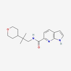molecular formula C17H23N3O2 B7294376 N-[2-methyl-2-(oxan-4-yl)propyl]-1H-pyrrolo[2,3-b]pyridine-6-carboxamide 