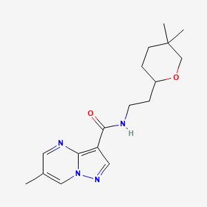 molecular formula C17H24N4O2 B7294390 N-[2-(5,5-dimethyloxan-2-yl)ethyl]-6-methylpyrazolo[1,5-a]pyrimidine-3-carboxamide 
