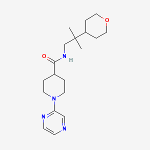 molecular formula C19H30N4O2 B7294398 N-[2-methyl-2-(oxan-4-yl)propyl]-1-pyrazin-2-ylpiperidine-4-carboxamide 