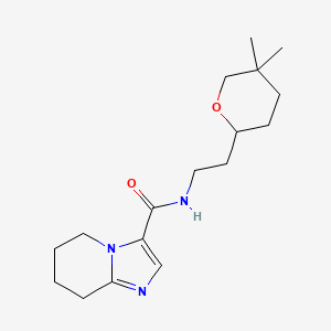 molecular formula C17H27N3O2 B7294408 N-[2-(5,5-dimethyloxan-2-yl)ethyl]-5,6,7,8-tetrahydroimidazo[1,2-a]pyridine-3-carboxamide 