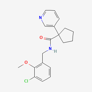 molecular formula C19H21ClN2O2 B7294448 N-[(3-chloro-2-methoxyphenyl)methyl]-1-pyridin-3-ylcyclopentane-1-carboxamide 