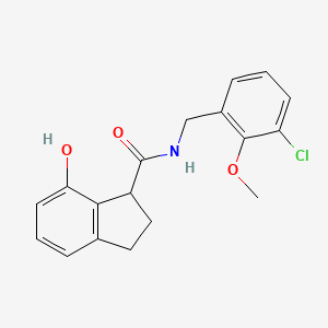 molecular formula C18H18ClNO3 B7294454 N-[(3-chloro-2-methoxyphenyl)methyl]-7-hydroxy-2,3-dihydro-1H-indene-1-carboxamide 