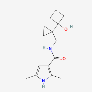 molecular formula C15H22N2O2 B7294460 N-[[1-(1-hydroxycyclobutyl)cyclopropyl]methyl]-2,5-dimethyl-1H-pyrrole-3-carboxamide 